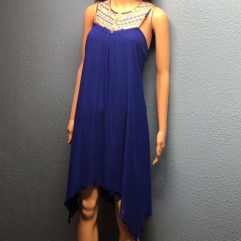 Royal blue embellished knee-length dress Sz XL